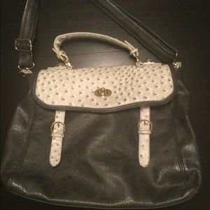 Dark grey and white handbag
